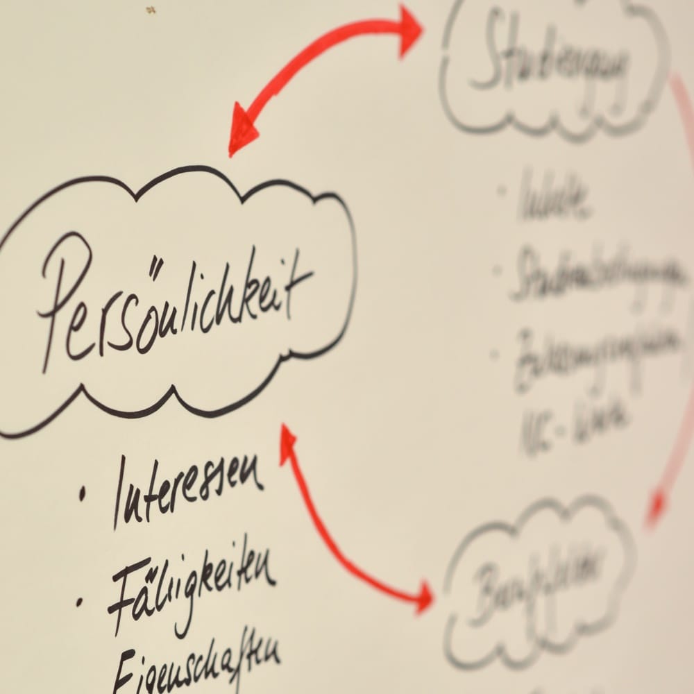 Infografik auf Whiteboard: Persönlichkeit